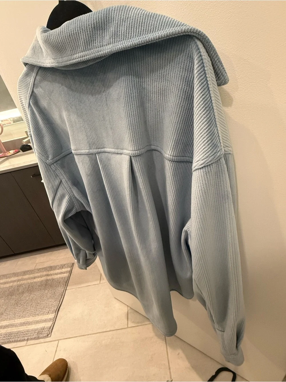 ALO Yoga Ribbed Velour Mountain Side Shacket - Celestial Blue - Size Medium - Picture 7 of 9